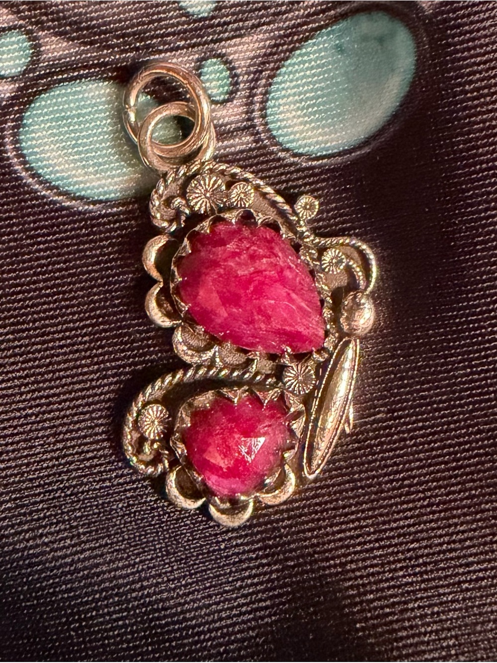 Sterling Silver Butterfly Pendant with Pink/Red Gemstones